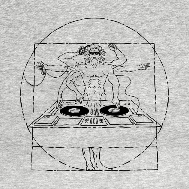 Funny Vitruvian Man DJ Disc Jockey by SLAG_Creative